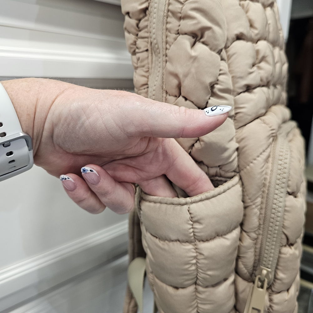 Simply Southern Quilted Beige Backpack - Picture 4 of 10